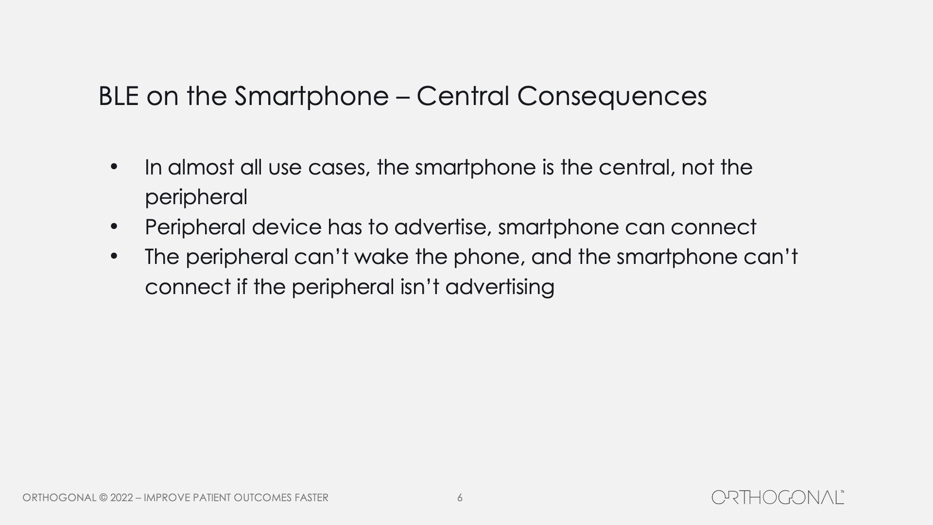 BLE on the Smartphone - Central Consequences