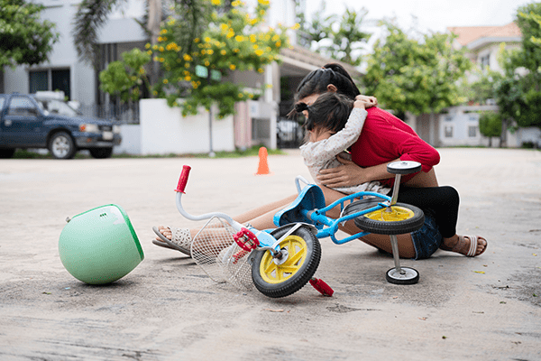 woman and daughter bike